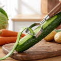 U-Shaped/D-Shaped Walnut Wood Peeler Non-slip Efficient Fruit Peeler Retro Peeling Machine Picnic.