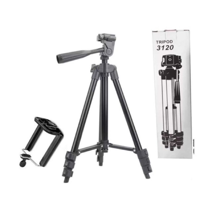 3120 Aluminum Alloy Tripod For Camera and Mobile - Black