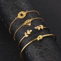 New Trendy Fashionable 4Pcs/ Set Women Simple Design Gold Plated Chain Bracelets for Girls Simple Stylish / Bracelet for Women New Collection 2024. 
