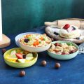Multifunctional Wheat Straw Plates Round Dinner Dish Microwave Safe Snack Fruit Dish Desktop Garbage Kitchen Supplies.