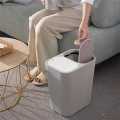 Trash Can Rectangle Plastic Push-Button Dual Compartment 12 Liter Recycling Waste Bin Garbage Can-Grey. 