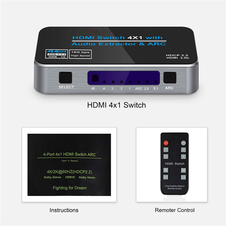 60Hz%204K%20HDMI%20Switch%20HDR%20HDMI%20ARC%20audio%20extractor%20HDMI%202.0%20splitter%20switcher%20HDMI%20Switch%20audio%20extractor%20for%20PS4%20pro%20apple%20TV%20-%20Image%206