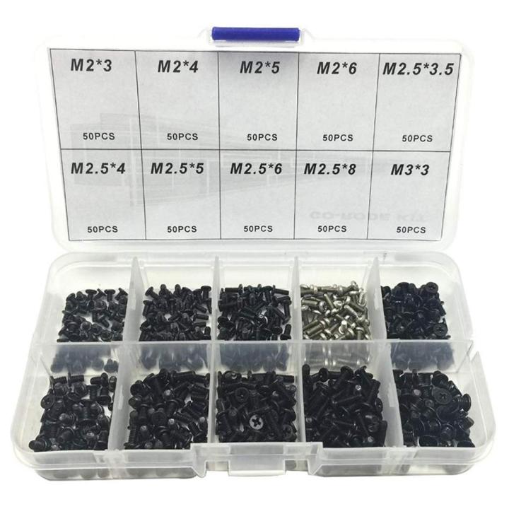 500Pcs M2 M2.5 M3 KM Screw Flat Head Phillips Screws Notebook Screws Kit For Computer Small Screw