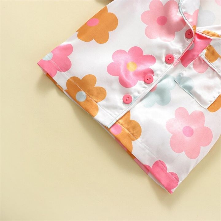 Toddler%20Baby%20Girls%20Clothes%20Pajamas%20Short%20Sleeve%20Lapel%20Neck%20Floral%20Print%20Buttons%20Tops%20+%20Loose%20Short%20Pants%20Sleepwear%20Pajamas%20Suits%20-%20Image%208