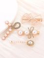 Hair Clip Set for Women-Luxury Fashion Korean Customized Vintage Alloy Pearl Hair Clips Bow Head Wedding Party Side Clip Use For All Type Of Hair. 