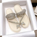 Shiny Crystal Butterfly Flat Heeled Sandals Women 2024 Summer Clip Toe Platform Slippers Woman Soft Thick Sole Flip-Flops Slides. 