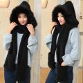 Women Thick Wool collar Hat Ear Protectors Warm Plush Hat Scarf Gloves Set. 