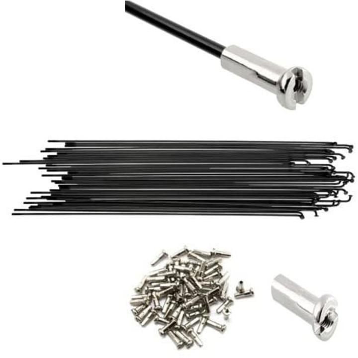 Bike Spokes 26" Any Bicycle Stainless Steel Bicycle Spokes With Nipples 10 pcs Black