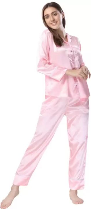 Comfortable%20Short%20Sleeve%20Night-wear%20Shirt%20and%20Pant%20Set%20for%20Ladies,%20Pure%20Silk%20and%20Satin%20-%20Image%206