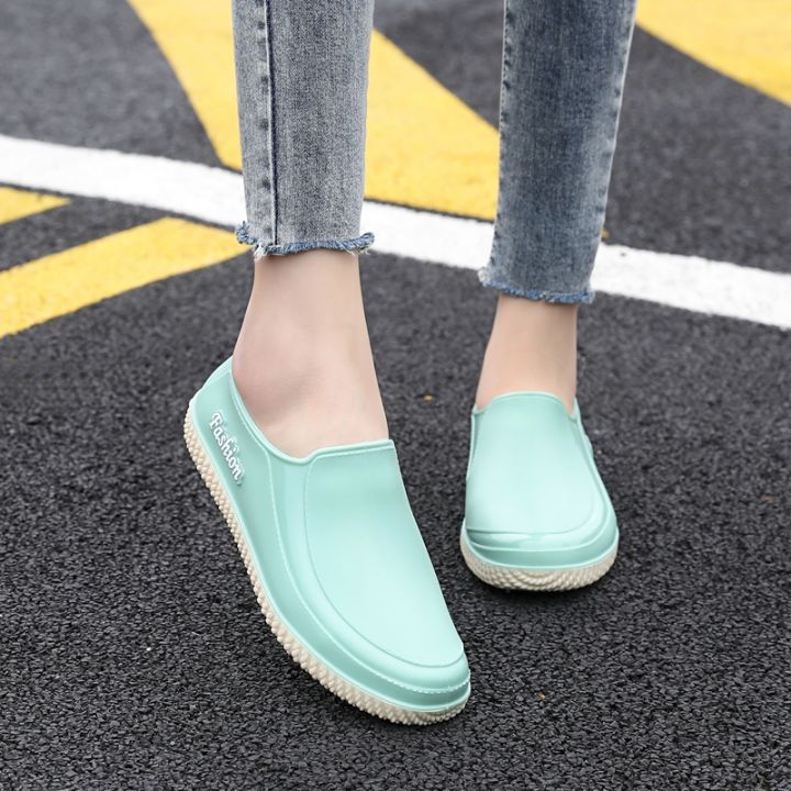 New Summer Rain Boots Women's Fashion Outerwear Low-Top Water Shoes Women's Rain Boots Short Tube Rubber Shoes Non-Slip Waterproof Shoes