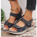 New Brand Hook Loop Sandals Women Summer Leather Light Leisure Wedge Platform Shoes Blue Girls Outside Anti-slide Apricot 42.