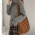 Korean version of the versatile large-capacity shopping bag, casual literary washing, corduroy, simple retro women's shoulder bag. 
