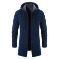 New Men's Autumn/winter Long Coat Grab Cashmere Sweater Thick Warm Hooded Jumper Cardigan Fashion Solid Color Jacket. 
