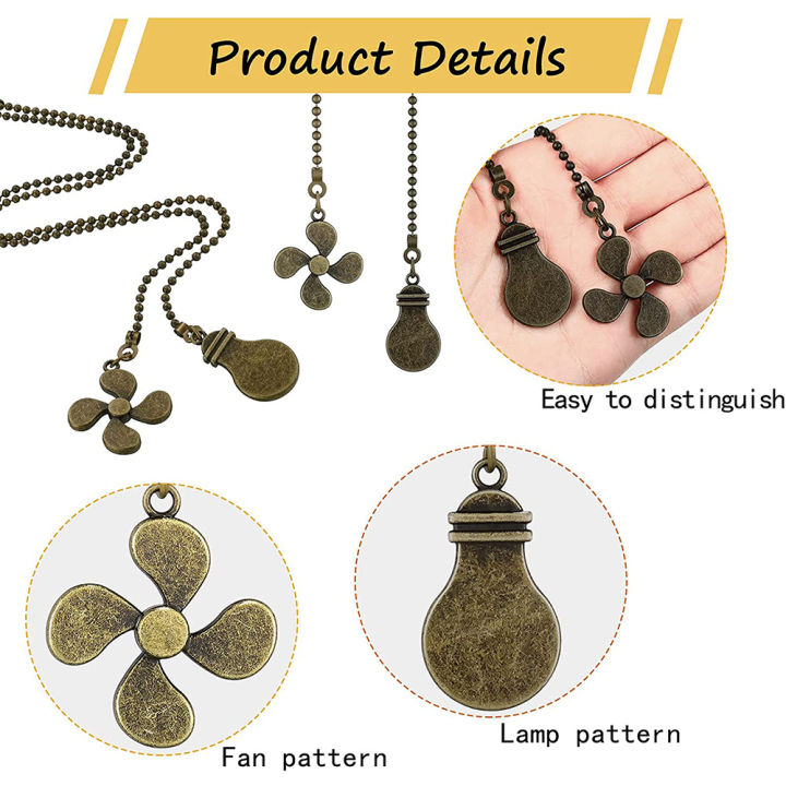 4Pcs%20Ceiling%20Fan%20Pull%20Chain%20Set,Bulb%20and%20Fan%20Pattern(Antique%20Bronze)%20-%20Image%206