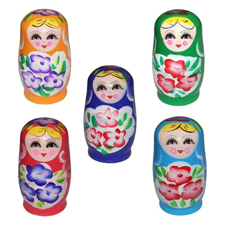 Russian Nesting Dolls Matryoshka Handmade Wood Matryoshka Dolls Wood Stacking Toy Toddler Doll For Kids Gift Halloween Wishing