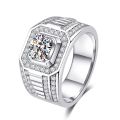 Stalls supply yellow gold-plated domineering full diamond rings diamond rings, business men's rings, color-retaining double row diamond engagement rings.