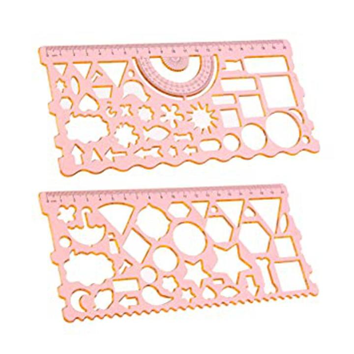 2 pieces Different Shapes Template Ruler / Spirograph Ruler / Geometric Drawing Toys / Stencil Tools / Drafting Design