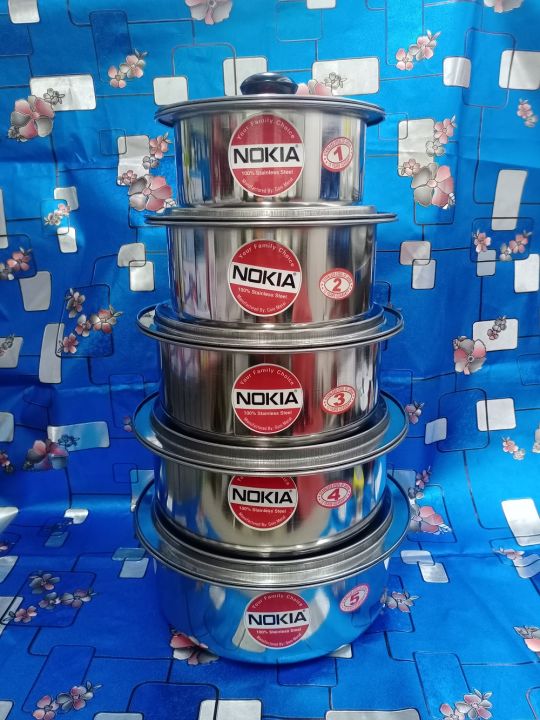 Nokia%205%20Pcs%20Stainless%20Steel%20Sauce%20Pan%20with%20Lid%20Set,(R),Stainless%20Steel%20Meal%20Prep%20Serving%20Bowl%20Thick%20Soup%20Pot%20With%20Lid.%20-%20Image%206