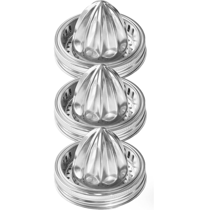 3Pcs Stainless Steel Juicer Lid for Jars Metal Citrus Lemon Juice Squeezer Manual Juicer Jar Juicer Cover