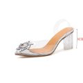 【Alien Alien】 2022 Summer Transparent High Heels 7cm Sandals Women's Slip-on Pointed Toe Pumps Shoes Fashion Comfort Silver Party Sandals. 