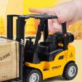 Alloy Forklift Children's Engineering Vehicle Toy Boy Pull Back Lift Car. 