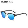 Trudren Unisex Classic Browline Polarized Sunglasses for Men Horn Rimmed Square Sun Glasses Womens Metal Rivets Sunglass RB3016. 