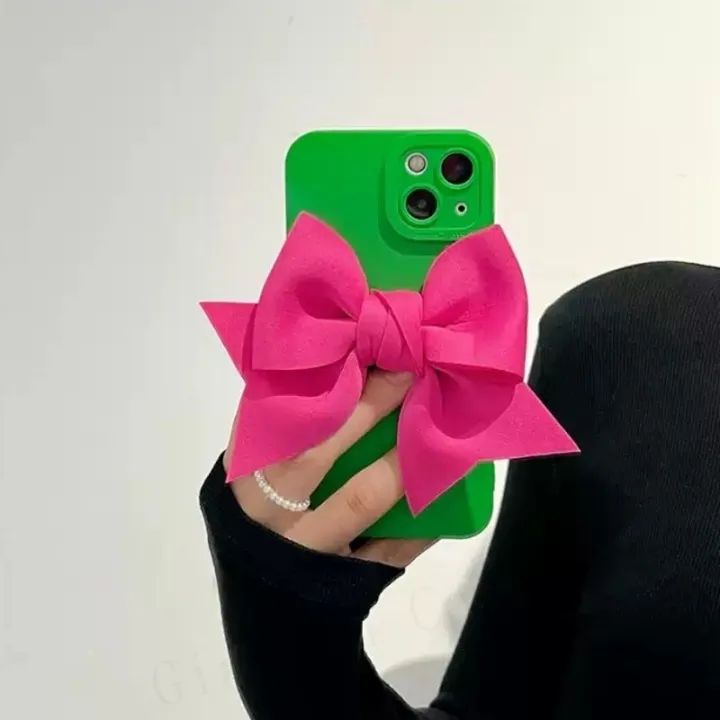 Fluorescence%20Matte%20Silicone%20Phone%20Case%20For%20iphone%2015%2014%2012%2013%20Pro%20Max%2011%20X%20XR%207%20Plus%20SE%20Cute%203D%20Bow%20Soft%20camera%20protective%20Cover%20Sarcasmsm%20-%20Image%204
