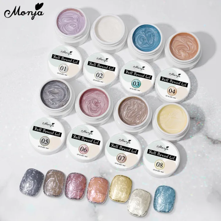 Monja%205ml%20Shell%20Thread%20Nail%20Art%208%20Colors%20Glitter%20Pearly%20Semi%20Permanent%20Nail%20Soak%20Off%20UV%20Varnish%20DIY%20Manicure%20Tool%20-%20Image%202