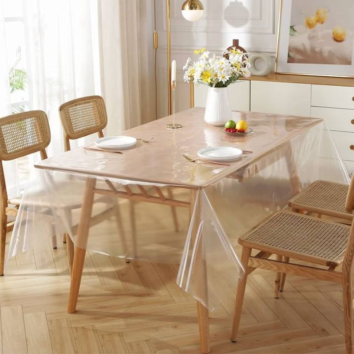 Transparent Clear Dining Table Cover mat / Cloth Waterproof Protector patla - For 6 Chair ( 7.5 fit by 4.5 fit )-2.5 gok-R-F-L,BD