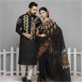 Traditional Dress Combo Set: Block Print Saree & Panjabi - Elegant Sharee for Women - Ideal for All Seasons & Occasions.