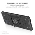 Phone Case Ring Stand Casing Shockproof Protection Cellphone Back Cover Shell For Samsung A02S (166.5mm) & Samsung A02S (164.2mm)/A03S India version 164.2mm.