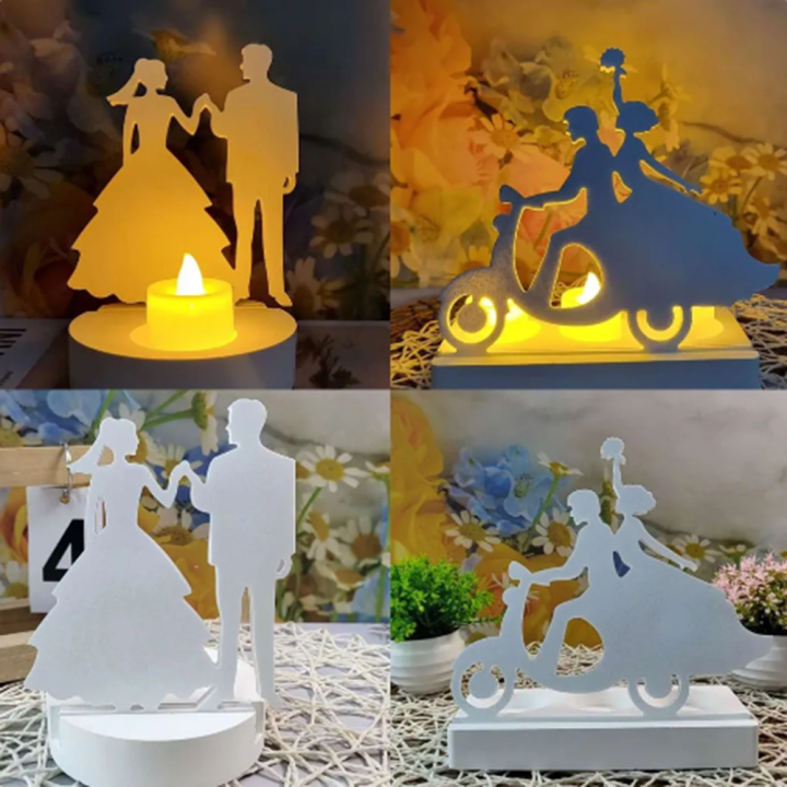 Cement Plaster Couple Ornament Mould Decorative Silicone DIY Craft Wedding Decor Molds Proposal Candlestick Mold for Wedding