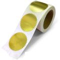 Serrated Edge Gold Steel Seal Label Metallic Self-Adhesive Award Stickers 2 Inch Round Paper Labels Certificates. 
