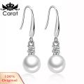 Chic Women Zircon Inlaid Faux Pearl Hook Earrings Eardrop Party Bridal Jewelry. 