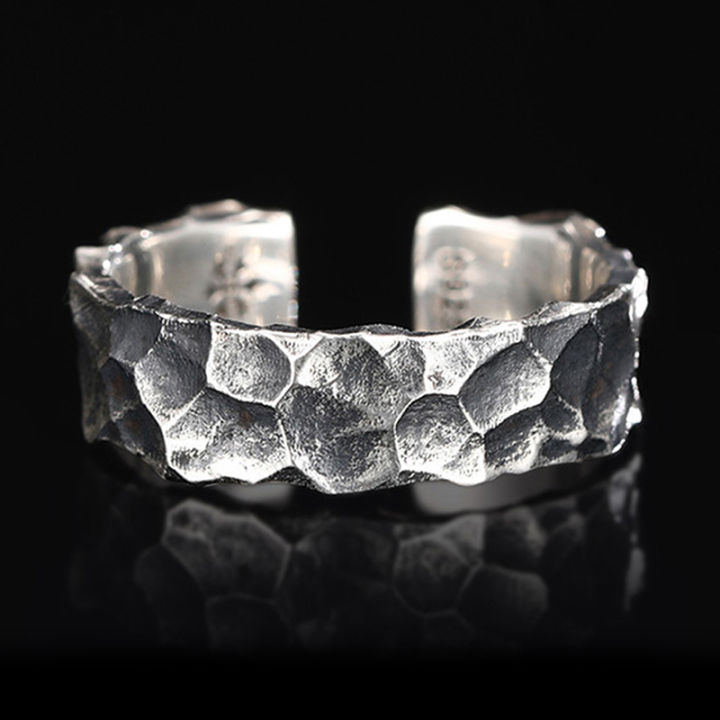 Thai%20Silver%20Retro%20Men's%20Open%20Ring%20Adjustable%20Men's%20Simple%20Ring%20Old%20Hammer%20Ring%20Podazz%20-%20Image%203