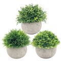 3 Pack Mini Artificial Plants Fake Green Grass Pot - multicolor. 