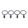 72 Pack Rings Curtain Clips Strong Metal Decorative Drapery Window Curtain Ring with Clip Interior Diameter Black.