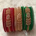3 Color Mixed Thread work churi set/sutar churi set/gift for women/bridal churi set/. 