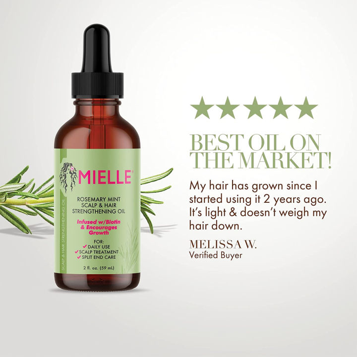 MIELLE Rosemary Mint Scalp & Hair Strengthening Oil- 59ml (USA)