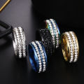 Titanium Steel Diamond Ring Wholesale Korean Double Row Diamond Jewelry for Women Hot Selling Stainless Steel Ring.