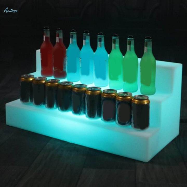 LED Lighted Liquid Bottle Display Shelf,Illuminated Bottle Display Shelf,3 Step Bottle Lighting