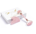 2Pcs/Set Rose Resin Natural Jade Massage Spa Roller + Guasha Board Scrapers Plate For Face Body Relaxation Anti-Aging Skin Massage. 