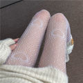 Women White heart Fishnet Lace Pantyhose Gothic Punk Harajuku Heart Dot Jacquard Patterned Sheer Tights Mesh Stockings 2022 New Vnce. 