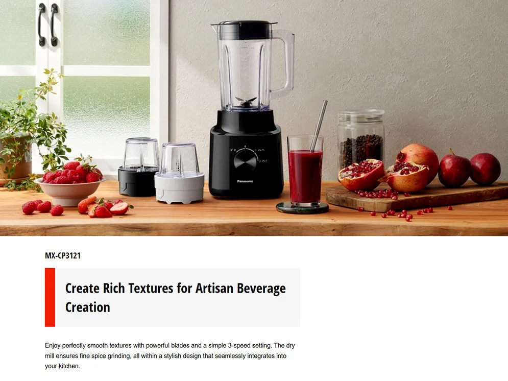 Panasonic MX-CP3121 Blender with 2 Dry Mills for Juice description image