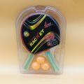 Factory direct sales 105-1 table tennis racket suction card set, 5 centimeter board, two rackets, three balls, color handle single-sided rubber. 