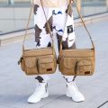 Men Small Shoulder Bag Canvas Crossbody Bag Casual Sports Zipper Canvas Bag. 