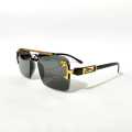 2025 Men's Rimless Sunglasses – Black Plastic Frame, Rectangle Design, UV Protection, Lightweight & Stylish. 