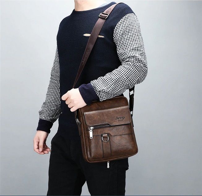 JEEP BULUO Luxury Brand Men Messenger Bags Crossbody Business Casual Handbag Male Spliter Leather Shoulder Bag Large Capacity