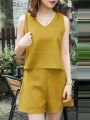 Women Fashion Summer Short Sets Women Sleeveless Tops Pants Suits Casual Solid Beach Work Matching Sets Loose Outfit. 