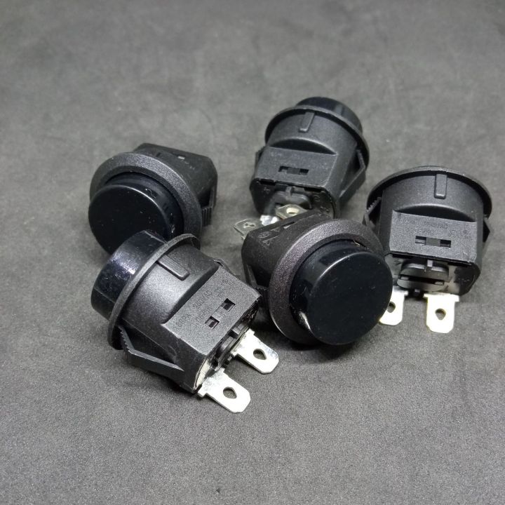 2Pcs-%20Self-Lock%20Round%20BLACK%C2%A0%20Color%202%20Pin%20AC%20250V%2016A%20On%20Off%202%20Terminal%20Push%20Button%20SPST%20Self%20Locking%20Push%20Button%20Switches%20For%20Car%20Bus%20Truck%20Auto%20Bike%20Start%20Button%20Switch%20-%20Image%203
